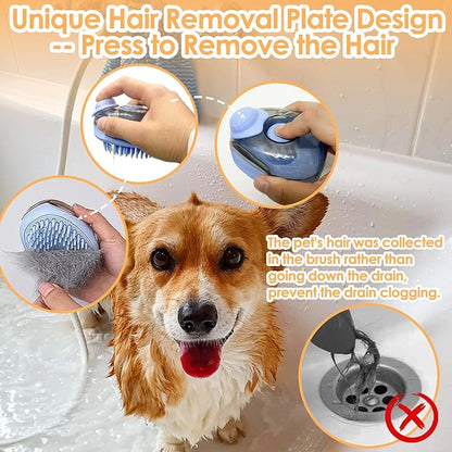 Dog Bath Brush, Can Get into the Pet' Hair to Scrub Dog Scrubber for Bath, Easy to Come Out the Shampoo Dog Shower Brush, Upgrade Silicone Deshedding Dog & Cat Brush, Dog Washing Dispenser Brush