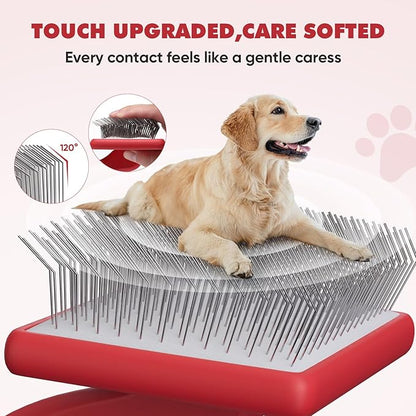 Dog Slicker Brush for Dogs - Doodle Brush for Poodles - Grooming & Slicker for Goldendoodles - Soft and Comfortable, Easy to Clean (Red)