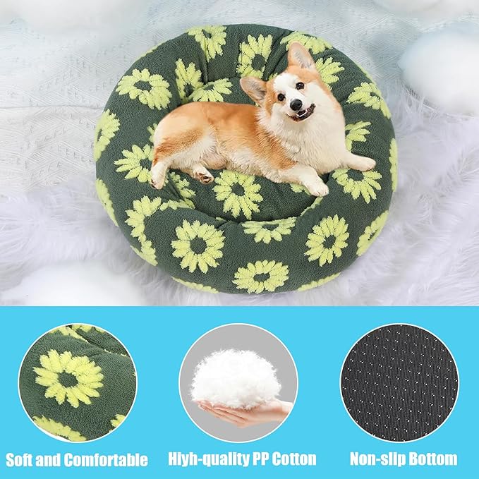 HYQ Small Dog Bed, Cat Beds for Indoor Cats, Dog Beds for Small Dogs with Anti-Slip Bottom, Cute Puppy Bed Washable-Yellow-17inch