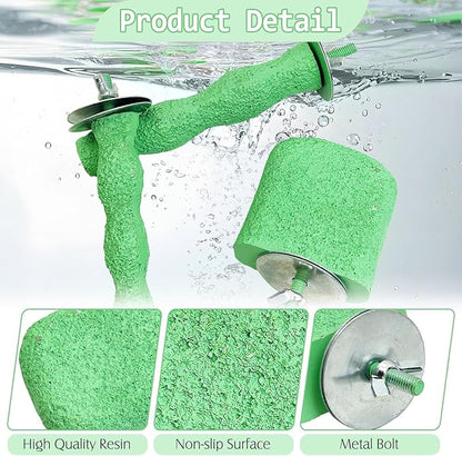 PINVNBY 5 Pack Bird Perch Resin Bird Beak Grinding Stone Parrot Cage Stand Platform Foot Claws Trimmer Chew Toy Cage Accessories for Budgie Cockatiel Conure Lovebird Finch (Green)