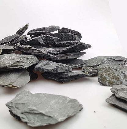 Voulosimi Natural Slate Rocks PH Neutral Stone Perfect Rocks for Aquariums, Landscaping Model,Tank Decoration,Amphibian Enclosures (12 LB, 5-7 inch)
