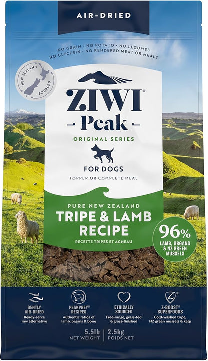 ZIWI Peak Air-Dried Dog Food  Tripe & Lamb - All Natural, High Protein, Grain Free, Limited Ingredient w/ Superfoods (88oz)