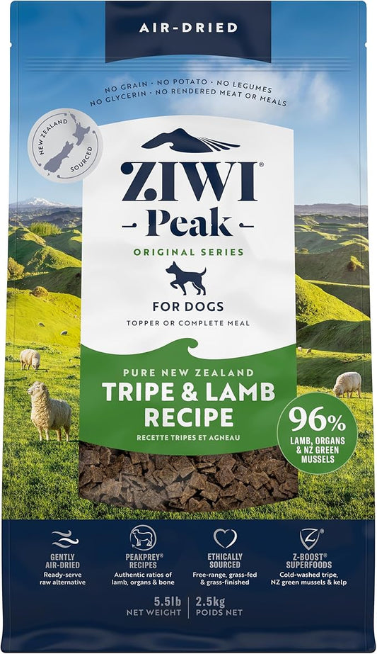 ZIWI Peak Air-Dried Dog Food  Tripe & Lamb - All Natural, High Protein, Grain Free, Limited Ingredient w/ Superfoods (88oz)