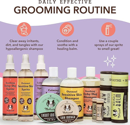 Natural Dog Company Calming Lavender Shampoo for Dogs - Hypoallergenic, Deodorizing Dog Shampoo for Sensitive Skin, All Natural, Organic Pet Shampoo, Soothes with Chamomile and Lavender, 12 oz