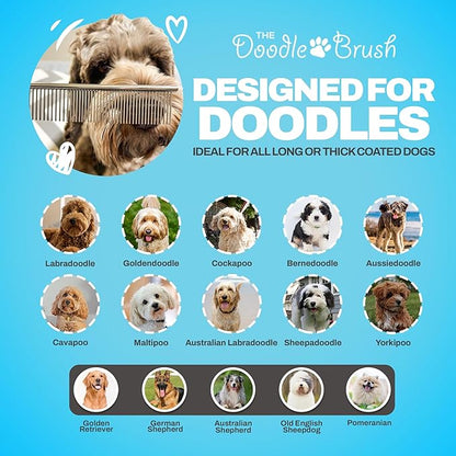 Doodle Brush for Dogs - Finishing Metal Dog Comb for Goldendoodles, Labradoodle, Poodle, Metal Comb for Dogs for Grooming, Doodles Grooming Combs for Dog Hair, Cockapoo and Doodle Combs for Groomer