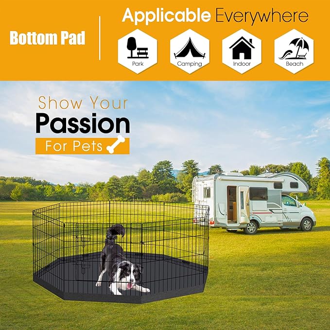Dog Pen Pet Playpen Dog Fence Bottom Pad Indoor Foldable Metal Wire Exercise Puppy Play Yard Pet Enclosure Pad Outdoor (Only Bottom Pad, Playpen Not Included)