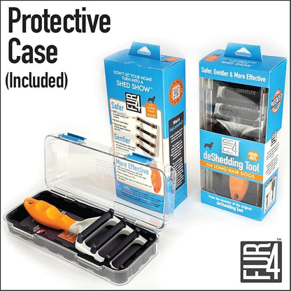 FUR4 deShedding Dog Brush for Long Hair Dogs – Pet Hair Brush with 4 Carbon Fiber Edges – deShedding Tool Removes Loose Fur – Gentle & Effective Dog Grooming Brush for Shedding