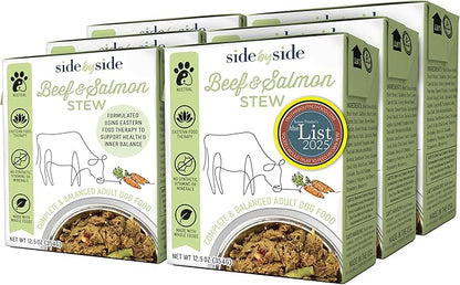 Side by Side Beef & Salmon Stew - Neutral Wet Dog Food & Dog Food Topper for All Breeds - Made with Nutrients & Whole Raw Ingredients - No Artificial Additives or Fillers - USA Made (12.5 oz, 6-Pack)