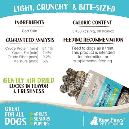 Raw Paws Cod Skin Rolls for Dogs, 5-oz  Icelandic Cod Skins for Dogs - Fish Skins for Dogs - Fish Skin Chews for Dogs - Cod Skin Dog Treats - Cod Treats for Dogs - Dried Fish Dog Treats - Fish Treats