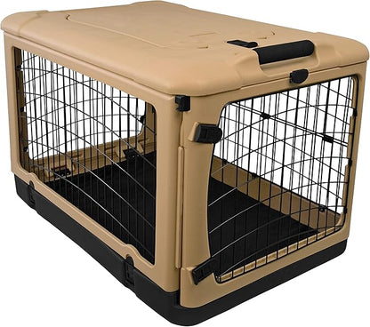 Pet Gear _he Other Door 4 Door Steel Crate for Dogs/Cats with Garage-Style Door, Includes Plush Bed + Travel Bag, No Tools Required, 3 Models, 3 Colors