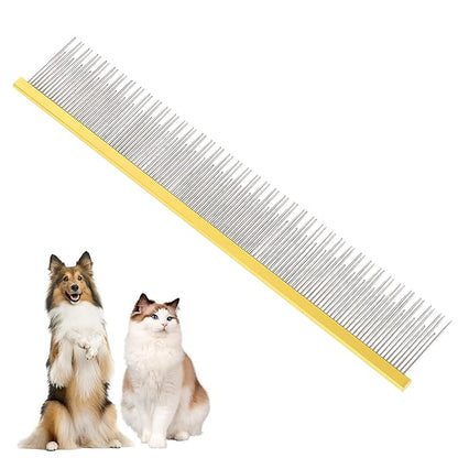8.5 Inch Dual Tooth Pet Comb for Mats and Tanglesï¼_rofessional Grooming Flea Comb Removing Excess Hair for Long-Haired Cats and Dog Kit,Prevent Undercoat, Excess Hair,Mats and Tangles,Pet Essential