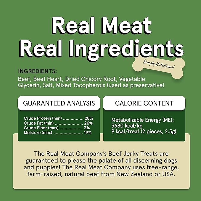 Real Meat Dog Treats - 12oz Bag of Bite-Sized Air-Dried Beef Jerky for Dogs - Grain-Free Jerky Dog Treats Made up of 95% Human-Grade, Free-Range, Grass Fed Beef - All-Natural High Protein Dog Treats