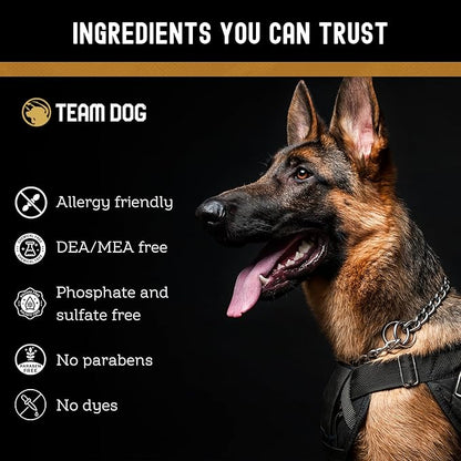 TEAM DOG 5 in 1 Oatmeal Shampoo for Dogs | Moisturizing, Detangling & Deodorizing Dog Shampoo and Conditioner | for Allergies & Sensitive Skin | No MEA/DEA, Phosphate, Sulfates, Parabens | 16 Fl Oz