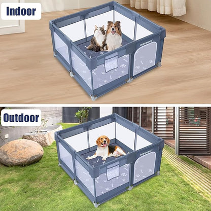 50_50_27 Inch Pet Whelping Box, Doggy Play Pen for Pets, Dogs, Puppies, Kitten, Dog Playpens Indoor with Machine Washable Urine Pad - Small Puppy Playpen, Rabbit Pen Indoor