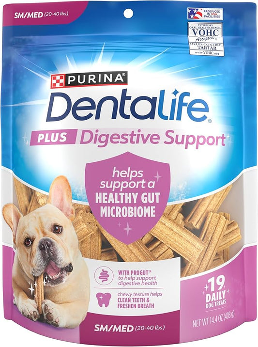 Dentalife Purina Plus Digestive Support Chicken and Pumpkin Flavor Small/Medium Dog Dental Chews, MP - 19 ct. Pouch