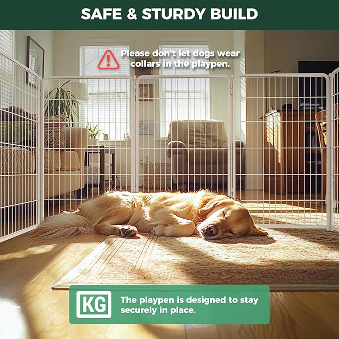 FXW Homeplus Dog Playpen for Indoor Use - Stress-Free and Safe Play, Heavy Duty 45 Inch 6 Panels Dog Pen for Large Dogs, White_atented