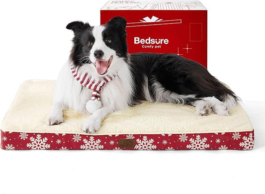 Bedsure Large Dog Bed for Large Dogs - Christmas Dog Bed, Orthopedic Waterproof Dog Beds with Removable Washable Cover