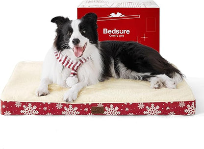 Bedsure Large Dog Bed for Large Dogs - Christmas Dog Bed, Orthopedic Waterproof Dog Beds with Removable Washable Cover