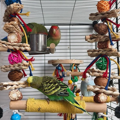 Bird Swings Toys for Parakeets Parrot,Natural Bird Perch Cage Hanging Chew Toys for Conures Budgerigars Finches Parrots Lovebirds and Small Medium Birds