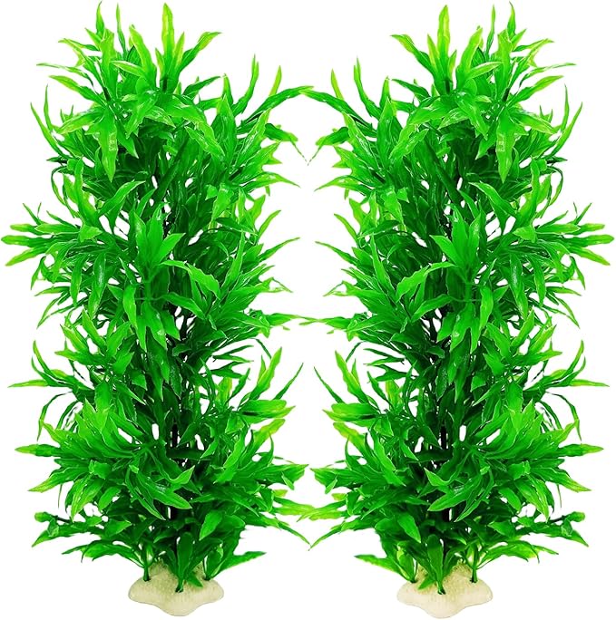 Plastic Fish Tank Plants Decoration Artificial Seaweed Ornament for Fish Tank Decor Plastic Plant for Betta Shrimp 2 Pcs About 13 inch