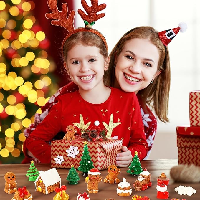 56 Pcs Mini Resin Gingerbread Men Tiny Christmas Gingerbread Man Figurines Decorations Xmas Tree for Christmas Village Snow Globe Garden Fairy Accessories Party Favors