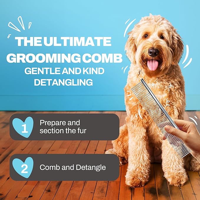 Doodle Brush for Dogs - Finishing Metal Dog Comb for Goldendoodles, Labradoodle, Poodle, Metal Comb for Dogs for Grooming, Doodles Grooming Combs for Dog Hair, Cockapoo and Doodle Combs for Groomer