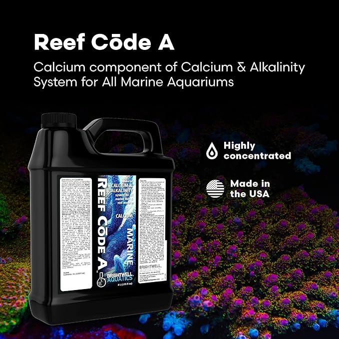 Brightwell Aquatics - Reef Code A - Balanced Calcium & Alkalinity System Water Conditioner - For All Saltwater Marine Fish & Reef Fish Tanks - Aquarium Water Treatments, 135.2 fl oz