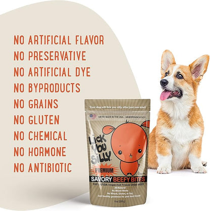 Grain-Free, All-Natural Freeze-Dried Beef Liver Dog Treats - Made in The USA with Vital Essential Ingredients for Dogs, Including Puppy Training - 8 Ounce Treat Pouch