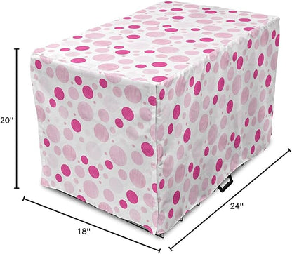 Ambesonne Abstract Dog Crate Cover, Pastel Circles Geometric Round Ovals with Hand Drawn Wavy Stripes, Easy to Use Pet Kennel Cover for Cats & Medium Dogs, 24 Inch, Magenta Pale Pink