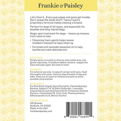 Fanny Foam No Rinse Waterless Dog Shampoo and Paw Cleaner for Dogs | Dingleberry Removal | Easy Glide Formula Loosens Stuck On Dirt, Debris from Fur Painlessly and Safely | Puppy and Senior Approved