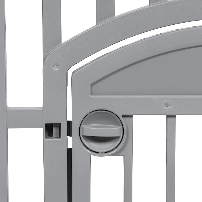 Amazon Basics 8-Panel Indoor Pet Dog Octagonal Playpen, Puppy Playpen with Door, Easy Assemble Easy Storing, 63 x 63 x 34.3 in, Dark Gray