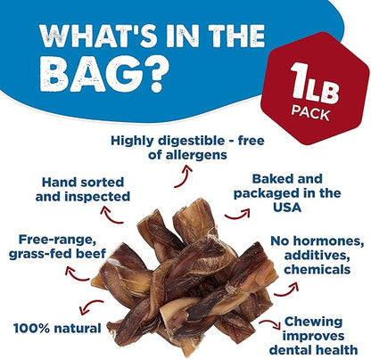 Best Bully Sticks 4-5 Inch Braided Bully Sticks - 1 lb (Pack of 1) - Natural, Easily Digestible, Limited Ingredient, Rawhide Alternative, Free-Range Grass-Fed
