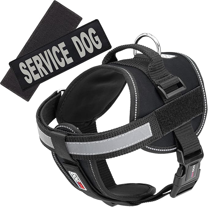 Dogline Unimax Service Dog Vest and Free Service Dog ID Badge with ADA Law, Small, Black