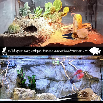 Fish Cave Hideout Ornament Décor for Terrarium Dinosaur Animal Skull Aquarium Large Decorations Betta Tarantula Reptile Snake Decor Bones Halloween