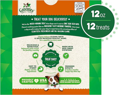 Greenies Regular Dental Dog Treats, Sweet Potato Flavor, 36 oz. Pack (36 Treats)