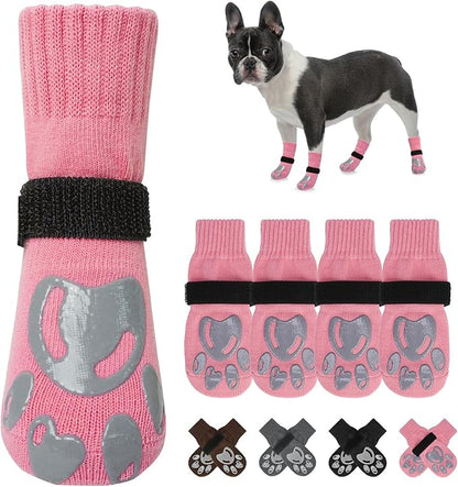 BEAUTYZOO Dog Socks, Non Slip Dog Socks to Prevent Licking Paws -Dog Shoes for Hot/Cold Pavement, Dog Boots & Paw Protectors, Dog Booties for Hardwood Floors, Small Medium Large Senior Dogs
