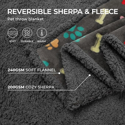 Luciphia Waterproof Pet Blankets for Couch Sofa Bed Cover Cat Liquid Pee Proof Washable Soft Fluffy Large Dog Blanket Reversible Furniture Protection Puppy Grey Bone Thicken Smallï¼40" x 28"ï¼