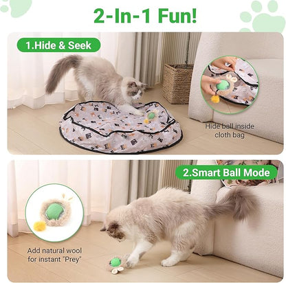Interactive Cat Toys for Indoor Cats Fast Rolling Ball, Automatic Motion Activated Ball, Hide and Seek for Indoor Exercise Toys, Real Bird Squeaky for Kitten Exercise Kicker