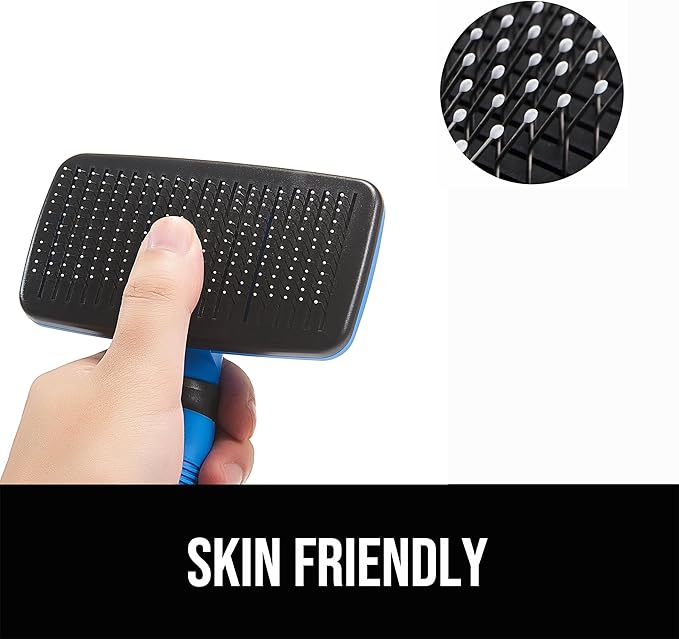 Design Patent Certificated Self Cleaning Slicker Brush for Dogs& Cats, Skin Friendly Grooming Dog& Cat Brush for Shedding and Deshedding, Pet Supplies Accessories,Blue