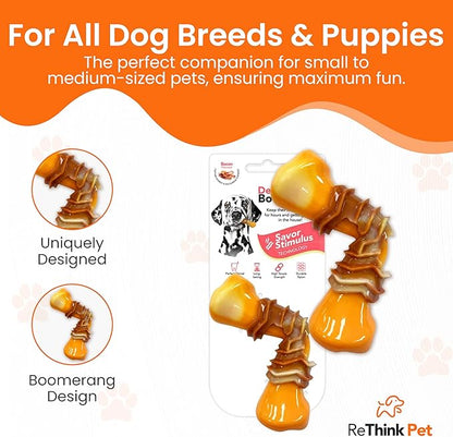 Dental Munch Boomerang Pet Toy, Bacon Scented Nylon Dog Bones, Savor Stimulating Dog Chew Toys, Long-Lasting and Durable Dog Toys for Boredom