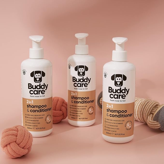 2in1 Dog Shampoo & Conditioner by Buddycare | Coconut Scented | with Aloe Vera and Pro Vitamin B5 (16.90oz)