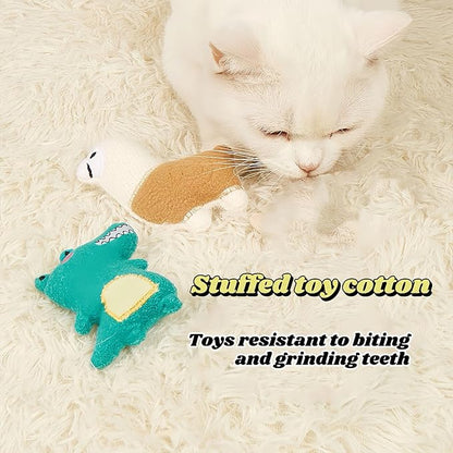 Catnip Toys for Indoor Cats - 6 Pack Organic Plush Kicker Toys, Bite-Resistant Cute Funny Toys for Play & Enrichment from Kittens to Senior Cats