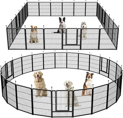 Dog Playpen,Portable Outdoor Dog Fence, Dog Playpen for Large/Medium/Small Dogs, Dog Fences for The Yard,with Doors Foldable Metal (24 Panels, 45 inch)