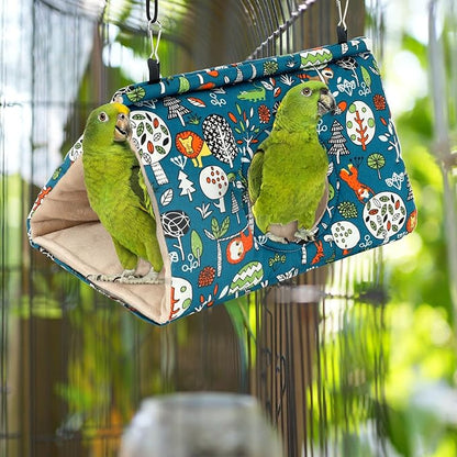 Rypet Winter Warm Bird Nest House - Hanging Hammock Velvet Shed Hut Cage Plush Fluffy Birds Hideaway Sleeping Bed Fuzzy for Parrot Parakeet Cockatiels Budgies Lovebird Mediumï¼_lueï¼