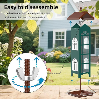 Metal Bird Feeder The Most Popular Bird Feeders for Outdoors Hanging,Waterproof and Rust-Proof,Easy Cleaning,Wild Bird Feeders Attracting Chickadees Goldfinches Cardinals Finches and Sparrows