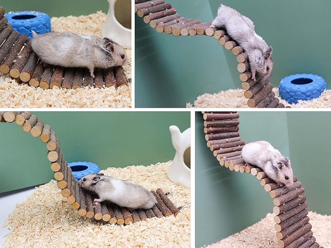 Rat Ladder Bridge, Wooden Hamster Climbing Ladder Toy, Small Animals Cage Accessories for Bird Parrot Hamster Mouse Rat Sugar Glider Hermit Crab Sugar Glider Chinchilla(23.62x3.14 Inches)
