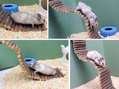 Rat Ladder Bridge, Wooden Hamster Climbing Ladder Toy, Small Animals Cage Accessories for Bird Parrot Hamster Mouse Rat Sugar Glider Hermit Crab Sugar Glider Chinchilla(23.62x3.14 Inches)