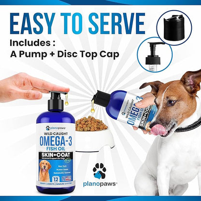 Omega 3 Fish Oil for Dogs - Better Than Salmon Oil - Dog Fish Oil Supplement to Reduce Shedding & Itching - Supports Joints, Brain, and Heart Health - Skin and Coat Supplement - Liquid Fish Oil