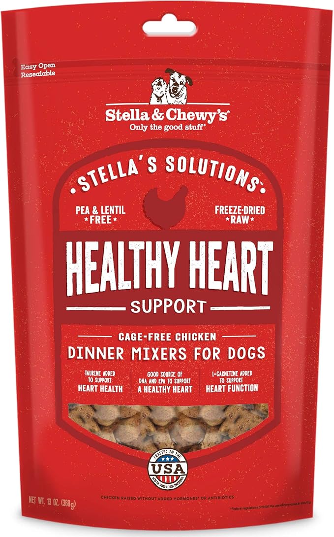 Stella & Chewy's – Stella’s Solutions Healthy Heart Support – Cage-Free Chicken Dinner Morsels – Freeze-Dried Raw, Protein Rich, Grain Free Dog Food – 13 oz Bag