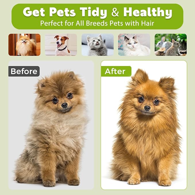 Paw Cat Brush, Self Cleaning Cat Brush, Cat Grooming Hair Brush for Shedding, Pet Brush for Short and Long Haired Cats Dogs (Green)